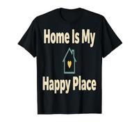 Introvert Home Saying Happy Place Design for Homebodies Value Graphic T-Shirt, Men, Black, L