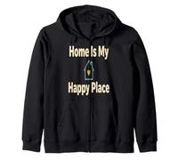 Introvert Home Saying Happy Place Design for Homebodies Zip Hoodie