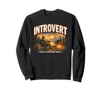 Introvert Life Is a Spectator Sport Camping Scene Sweatshirt