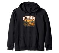 Introvert Life Is a Spectator Sport Camping Scene Zip Hoodie