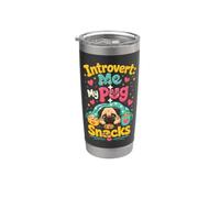 Introvert: Me + My Pug + Snacks Stainless Steel Insulated Tumbler