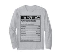 Introvert Nutritional Facts Social Battery Quiet Alone time Long Sleeve T-Shirt