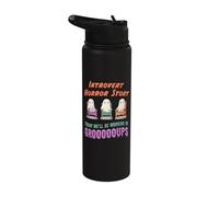 Introvert Shy Antisocial Horror Story Quote Kawaii Ghost Stainless Steel Insulated Water Bottle