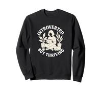 Introverted But Thriving Reading Book Lover Cat Plant Design Sweatshirt