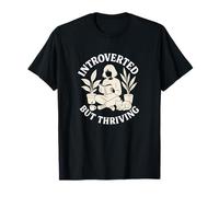 Introverted But Thriving Reading Book Lover Cat Plant Design T-Shirt