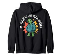 Introverted but Well Dressed Turtle Quote Zip Hoodie