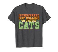 Introverted But Willing to Discuss Cats for Introverts T-Shirt, Men, Dark Heather Grey, 4X-Large