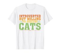 Introverted But Willing to Discuss Cats for Introverts T-Shirt, Men, White, Medium