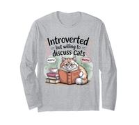 Introverted But Willing To Discuss Cats Kitten Lover Design Long Sleeve T-Shirt