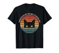 Introverted But Willing to Discuss Cats Retro Sunset Funny T-Shirt
