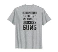 Introverted But Willing to Discuss Guns - Camo Gun - ON Back T-Shirt, Men, Heather Grey, 3X-Large