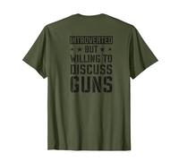 Introverted But Willing to Discuss Guns - Camo Gun - ON Back T-Shirt, Men, Olive Green, Medium