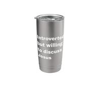 Introverted But Willing to Discuss Jesus Christian Religious Stainless Steel Insulated Tumbler