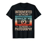 Introverted But Willing to Discuss Photography Retro Camera T-Shirt