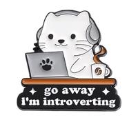 Introverted Cat Lover Enamel Pin, Go Away I’m Introverting Badge Brooch For Introvert Cat Mom Dad Kitten Lover , Antisocial Meow Mama Brooches, Funny Pet Gift For Quiet Shy Person