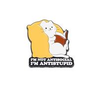 Introverted Cat Lover Enamel Pin, I’m Not Antisocial I’m Antistupid Badge Brooch For Introverted Cat Mom, Funny Sarcasm Meow Brooches, Funny Kitten Pins For Sarcastic Sassy Person