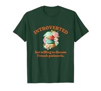 Introvert's Passion for French Patisserie Macarons T-Shirt, Men, Dark Green, Large
