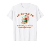 Introvert's Passion for French Patisserie Macarons T-Shirt, Men, White, 3X-Large