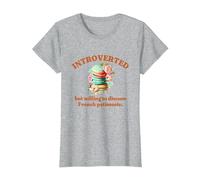 Introvert's Passion for French Patisserie Macarons T-Shirt, Women, Heather Grey, Large