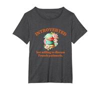Introvert's Passion for French Patisserie Macarons T-Shirt, Women's Plus, Dark Heather Grey, 6X