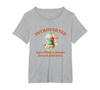 Introvert's Passion for French Patisserie Macarons T-Shirt, Women's Plus, Heather Grey, 2X