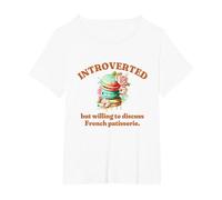 Introvert's Passion for French Patisserie Macarons T-Shirt, Women's Plus, White, 2X