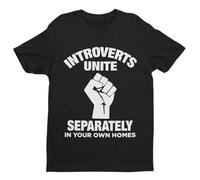 Introverts Unite Separately in Your Home Homes - Funny Graphic Men's T-Shirt - Casual Printed Tee - Great Gift for Dad, Husband or Brother - Black - 2XL