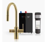 Intu Digital Sovereign Brushed Gold & Nexus 4-1 Pull Down Swan Instant Boiling Water Tap