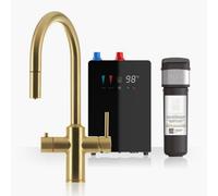 Intu Sovereign Brushed Gold & Nexus 4-1 Pull Down Swan Instant Boiling Water Tap