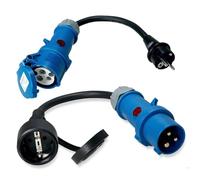 IntuiFlex CEE Camping Adaptor Set - Voltage Display with Powerlight - H07RN-F 3G2.5, 16 A, 230 V - Quality Cable Made in Germany - Shore Power for Motorhome, Caravan and Boat - Set of 2