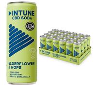 INTUNE Elderflower & Hops Sparkling CBD Drink | Natural & Vegan | Low Calorie | CBD Infused Soft Drink | 24 x 250ml Cans