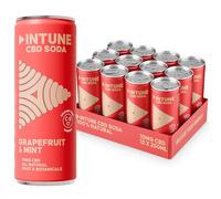 INTUNE Grapefruit & Mint Sparkling CBD Drink, 100% Natural, Vegan, Multipack of 12 x 250ml Cans