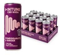 INTUNE Pomegranate & Ginger Sparkling CBD Drink, 100% Natural, Vegan, Multipack of 12 x 250ml Cans