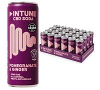 INTUNE Pomegranate & Ginger Sparkling CBD Drink | Natural & Vegan | Low Calorie Drink | CBD Infused Soft Drink | CBD can | 24 x 250ml Cans