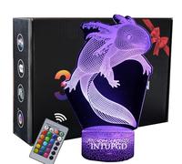 INTUPGD 3D Axolotl Night Light for Kids, Bedside Lamp with Remote Control USB Remote Control 16 Color Changing Desk Lamps Birthday Gifts for Girls Boys Bedroom Decoration