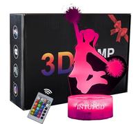 INTUPGD Cheerleader 3D Night Light for Girls, LED Bedside Lamp 16 Colors Changing with Remote Control and Timing Function Decor as Xmas Holiday Birthday Gifts for Cheer Squad