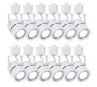 INTWELL 12 Pack LED Track Light Heads,7W H Type Track Lighting Heads for Ceiling Spotlight Wall Art Exhibition Lighting,Kitchen,Accent Task 4000K Neutral White 36°Angle Black Track (White)