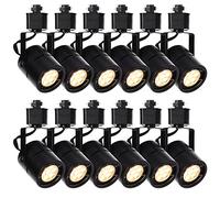 INTWELL 7W LED Track Lighting Heads ,Dimmable Led Track Light Heads Compatible with H Type Track Light Rail,Ceiling Spotlight for Kitchen Accent Task,110V 36°Angle 3000K Warm White 12 Pack (Black)