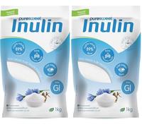 Inulin Prebiotic Fibre Powder 1kg by Puresweet®, Chicory Root, Highly Soluble, Made in The EU, Fructo Oligosaccharide (FOS), Gluten Free, Vegan. (Pack of 2)