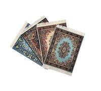 Inusitus 4-Pack Oriental Rug Mouse Pads - Mini Carpet Style Mousepads with Fringe, Non-Slip Rubber Base, Aesthetic Desk Accessories for Office & Home