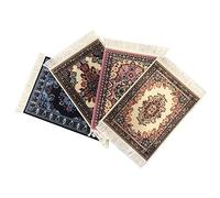 Inusitus Carpet Coasters, Set of 4 Turkish Rug Style Table Drink Mats, Absorbent Kitchen and Dining Accessories, Spill & Drip Protection, Rectangular