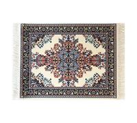 Inusitus Oriental Rug Mouse Pad - Mini Carpet Style Mousepad with Fringe, Non-Slip Rubber Base, Aesthetic Desk Accessory for Office & Home, Beige