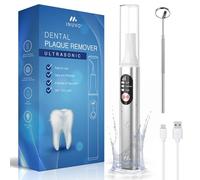 INUVO Plaque Remover for Teeth for Humans and Dogs, Teeth Cleaning Kit, Not a Flosser, for Calculus and Stains | Cordless and Rechargeable with 1800 mAh Battery/LED Light/IPX5 Waterproof | Silver