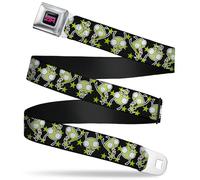 Invader Zim Belt, Seatbelt Buckle Belt, Invader Zim GIR Poses and Stars Black Green, Adjustable, Black, 1.0" Wide - Fits Pant Size 20-36