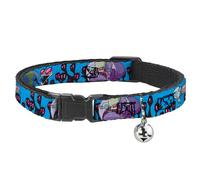 Invader Zim Breakaway Cat Collar With Bell, Plastic Clip, Easy Adjustable, Invader Zim GIR and Piggy Rule the World Poses Blue, 8.5 to 12 Inches 0.5 Inch Wide