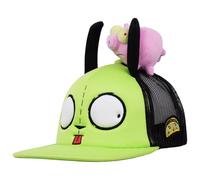 Invader Zim Flying Pig Plush Skater Baseball Cap, Gir Character Snapback Hat with 3D Plush Pig, Neon Green and Black