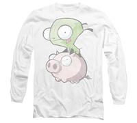 Invader Zim Gir and Pig Mens Long Sleeve T Shirt, White, Medium