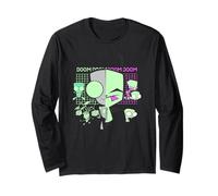 Invader Zim Gir Doom Grid Techno Split Face Art Long Sleeve T-Shirt