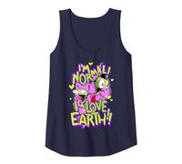 Invader Zim I'm Normal I Love Earth Day Tank Top, Women, Navy Blue, X-Large