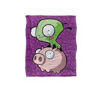 Invader Zim Pig Riding Silky Touch Super Soft Throw Blanket 152 X 127 cm Nickelodeon White One Size